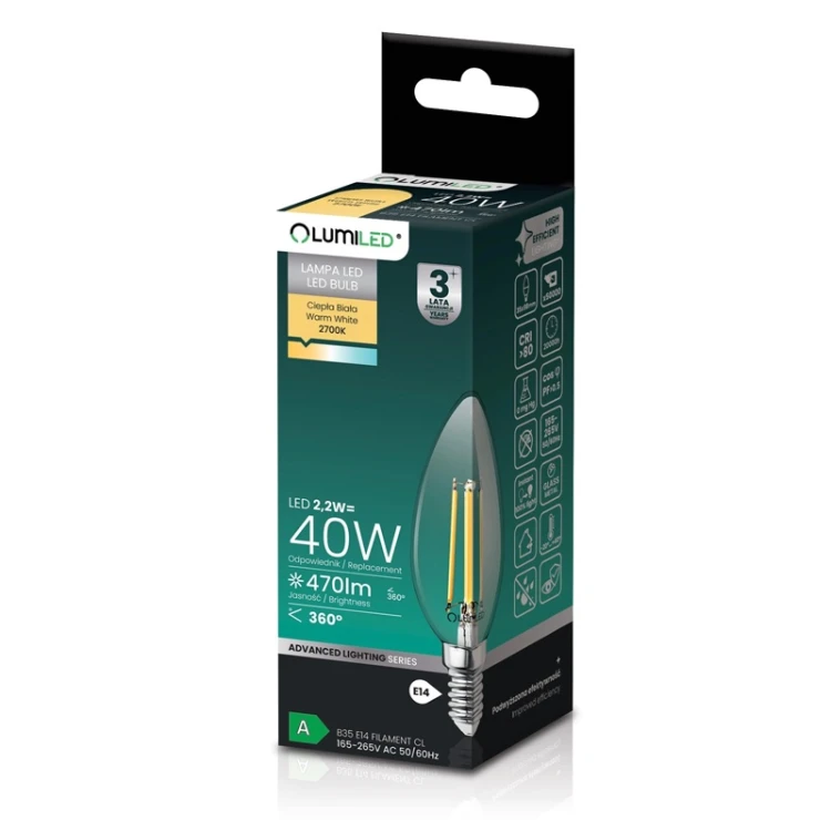 żarówka ciepła B35 świeczka 2,2W