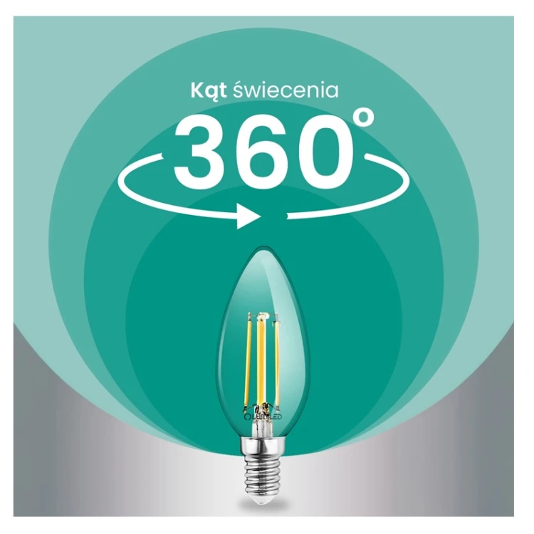 Żarówka LED E14 B35 2,2W świeczka Filament 2700K 470lm