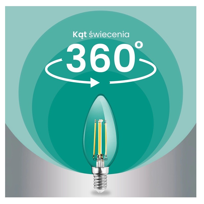 Żarówka LED E14 B35 2,2W świeczka Filament 2700K 470lm