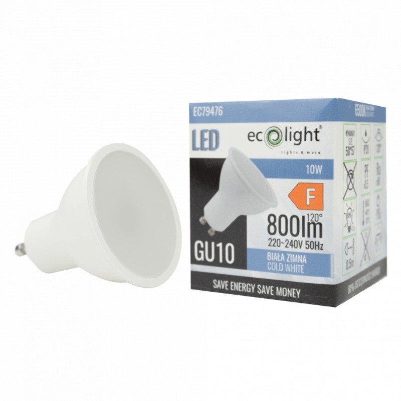 opakowanie żarówki GU10 10W zimna