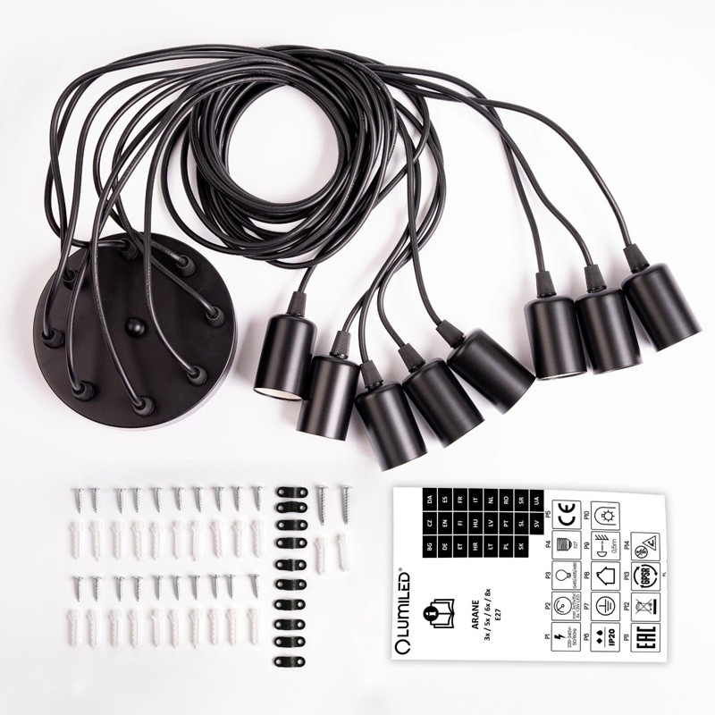 Lampa wisząca pająk ARANE 8 opraw E27