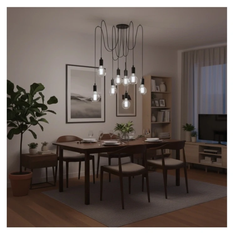 Lampa wisząca pająk ARANE 8 ramienna E27
