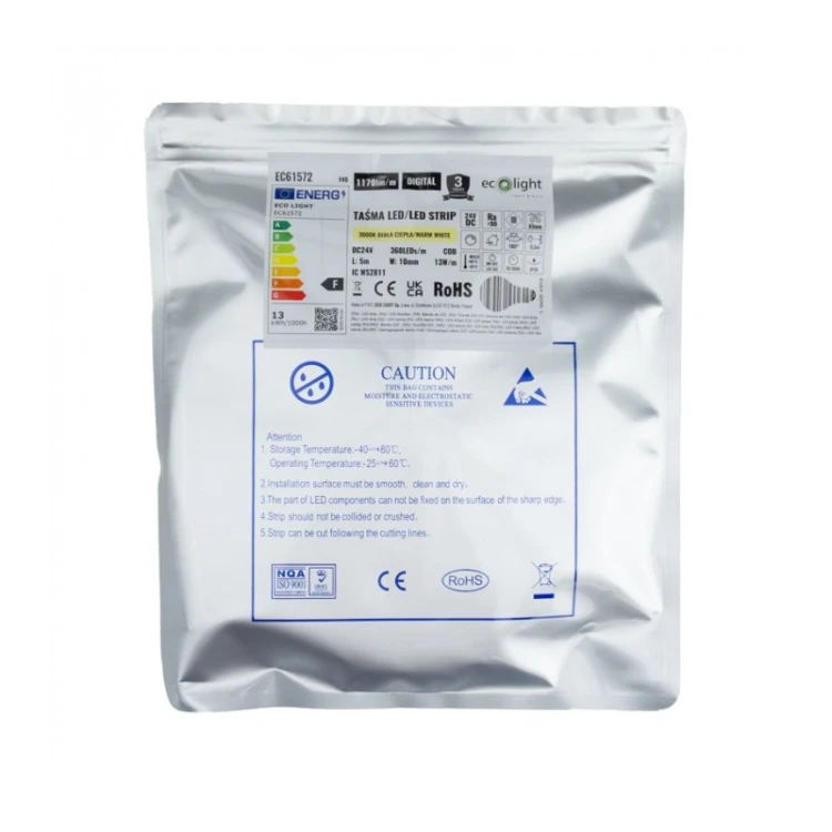 Taśma LED COB 360 24V ciepła 13W/m IP20 cyfrowa 5m