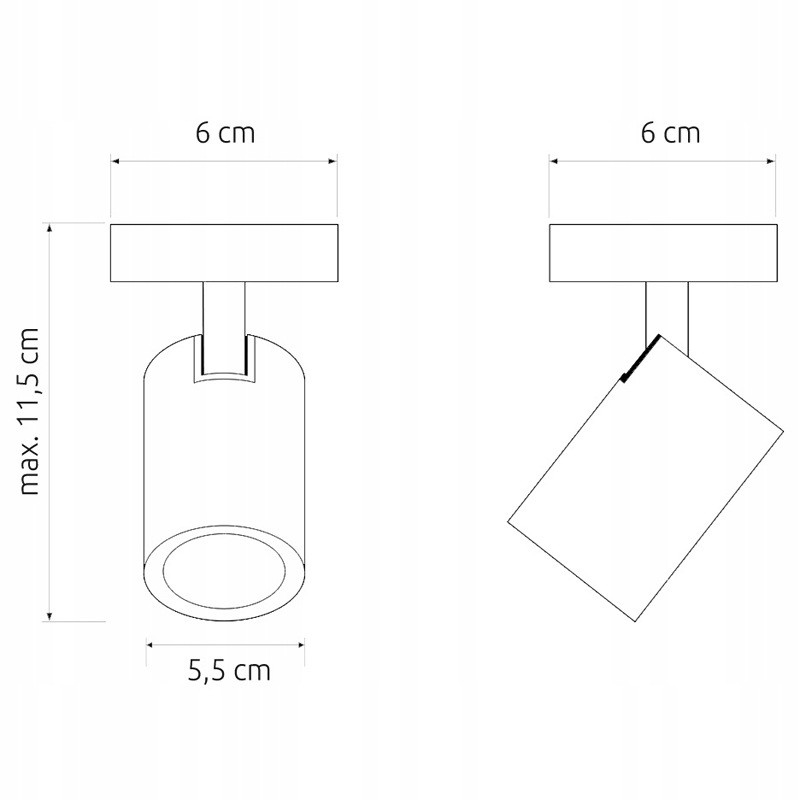 wymiary lampy sufitowej białej GU10