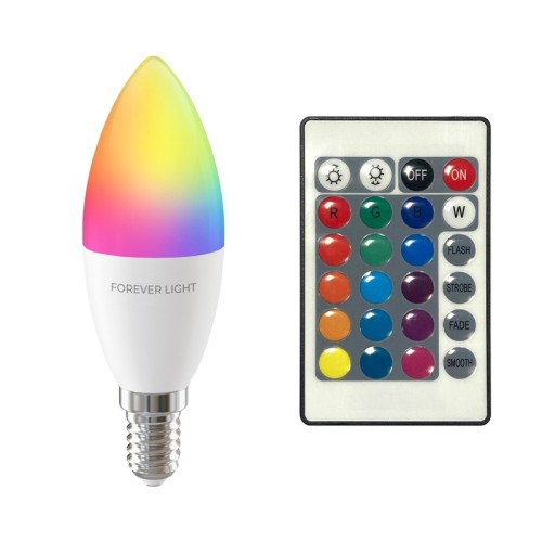 Żarówka LED RGB E14 5W biała neutralna świeczka C37