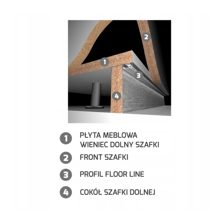 Profil aluminiowy Floor Line 2m do taśm 8-12mm