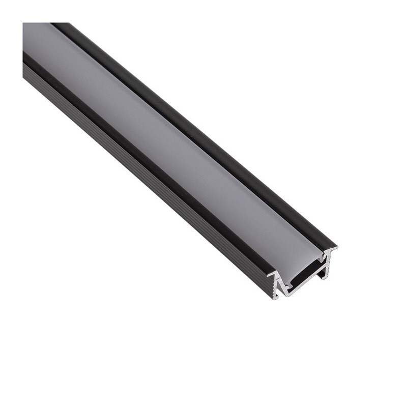 Profil aluminiowy czarny Zenoline 2m wpuszczany z kloszem mlecznym