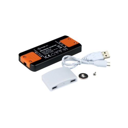 Zestaw bezprzewodowy TEO z uniwersalnym wyłącznikiem i ściemniaczem, ładowany USB biały