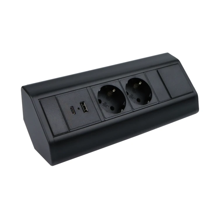 Przedłużacz narożny 1,8 m 3 gniazda Corner BOX czarny z gniazdami USB A+C
