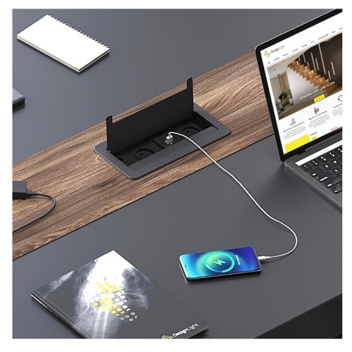 Gniazdo meblowe 1,5m czarne z USB A+C, RJ45 i HDMI INBOX-CZ-FR-1,5-03
