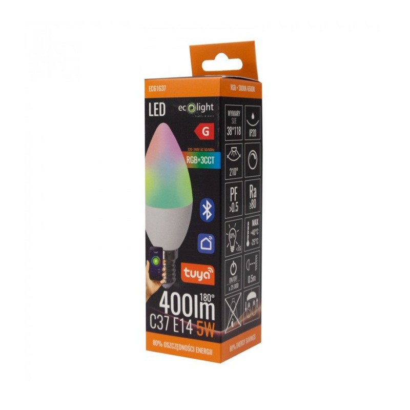 opakowanie żarówki E14 RGB+CCT