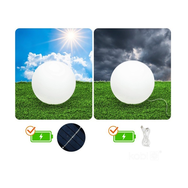 Lampa ogrodowa Solar LED GARDEN BALL 40cm 3000K+RGB Kobi