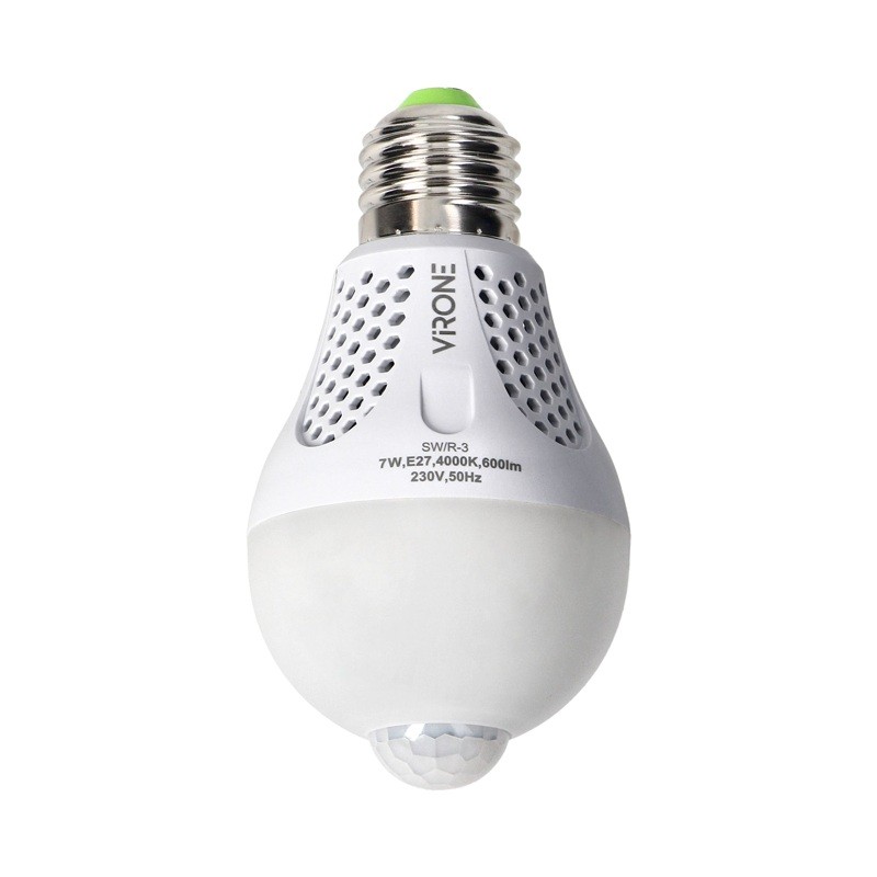 Żarówka LED E27 7W 600lm 230V A60 NAMIB z czujnikiem ruchu i zmierzchu biała neutralna