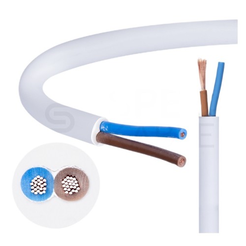 Kabel mieszkaniowy OMY / H03VV-F 2x1mm2 biały 300/300V giętki linka