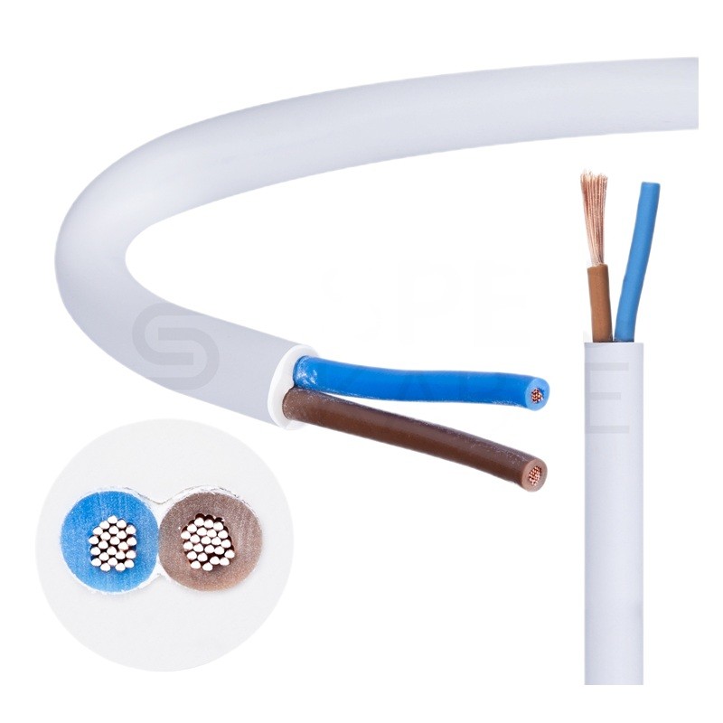 Kabel mieszkaniowy OMY / H03VV-F 2x1mm2 biały 300/300V giętki linka