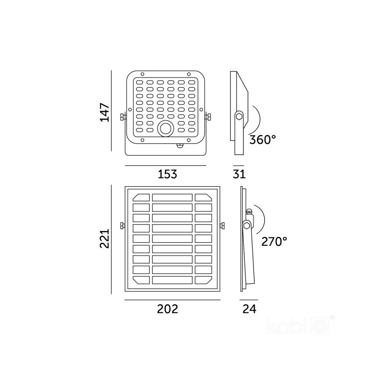 wymiary naświetlacza LED solarnego MHCS