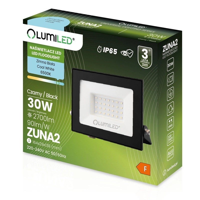 opakowanie naświetlacza 30W zimny IP65