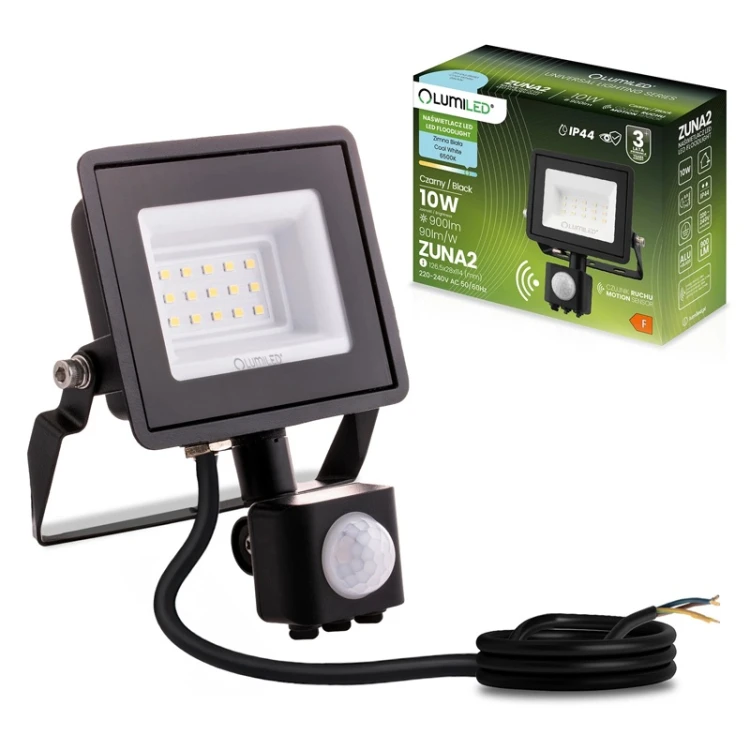 Naświetlacz LED 10W IP44 6500K biała zimna ZUNA2 z czujnikiem