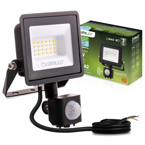 Naświetlacz LED 20W IP44 6500K biała zimna ZUNA2 z czujnikiem