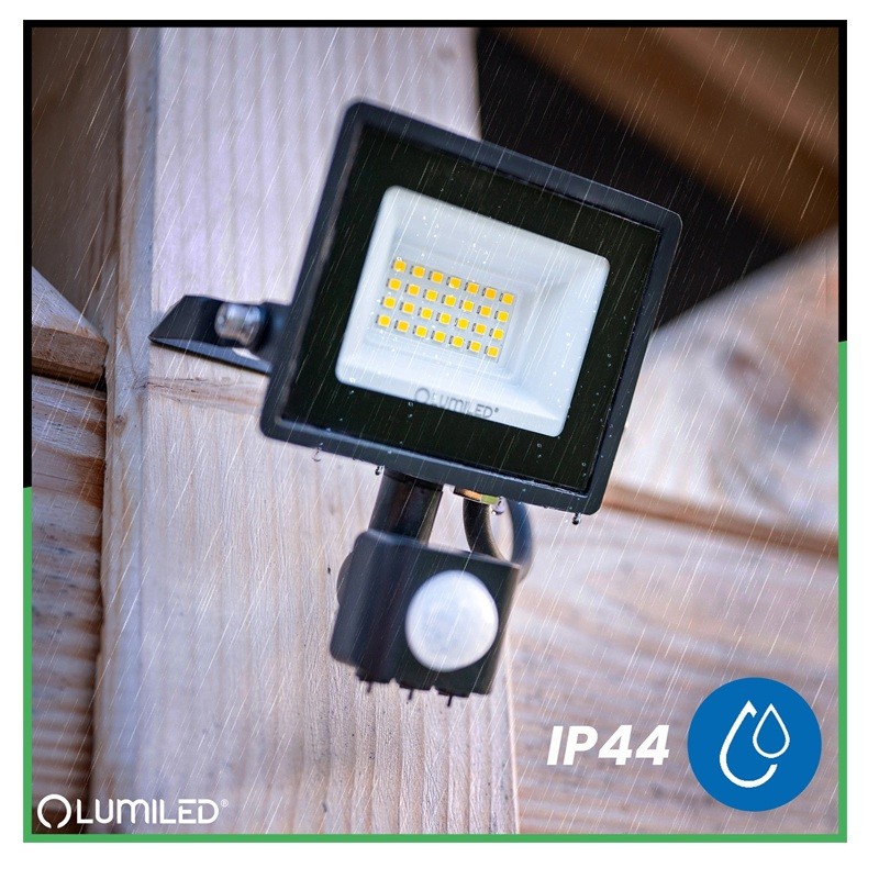 Naświetlacz LED ZUNA2 20W 1800lm 6500K IP44 Czarny Czujnik Ruchu LUMILED