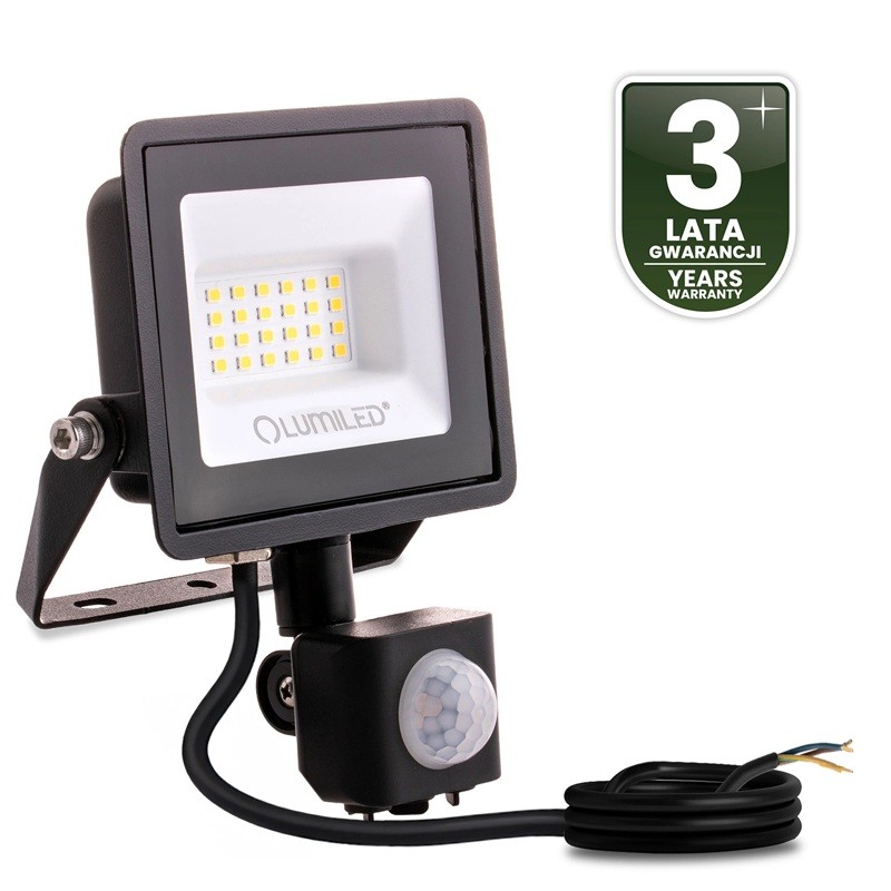 Naświetlacz LED 20W IP44 6500K biała zimna ZUNA2 z czujnikiem