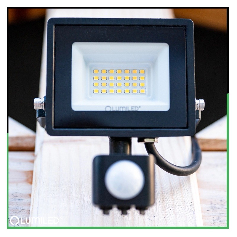 Naświetlacz LED 20W 1800lm 6500K IP44 Czarny Czujnik Ruchu i zmierzchu