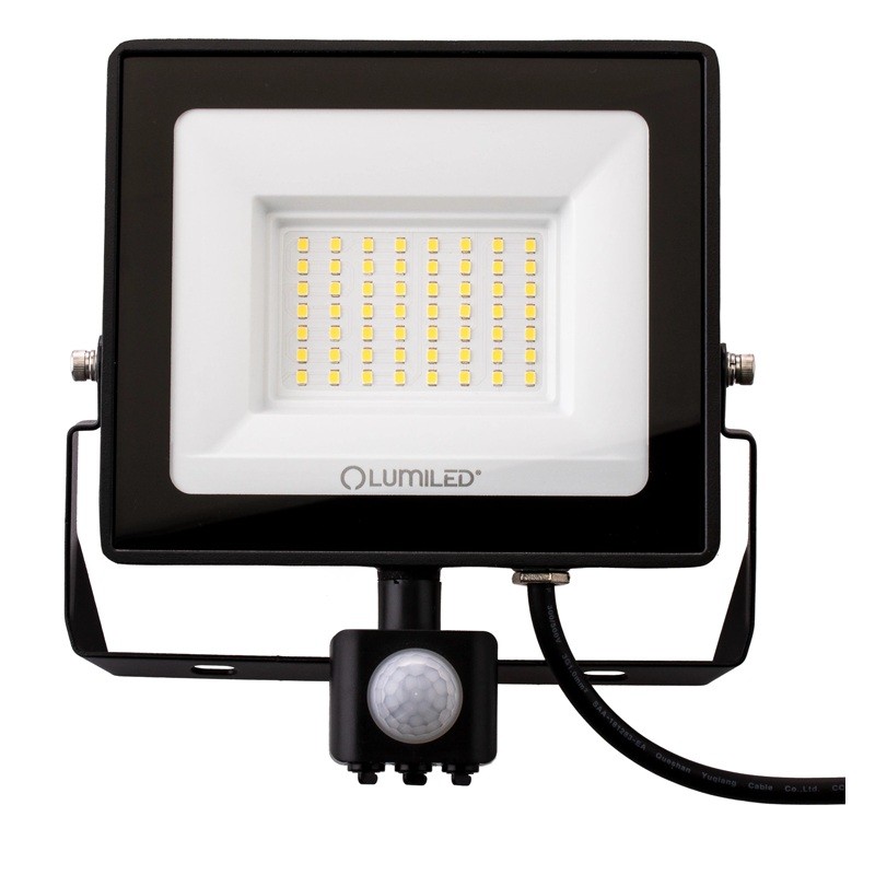 Naświetlacz LED ZUNA2 50W 4500lm 6500K IP44 Czarny Czujnik Ruchu LUMILED