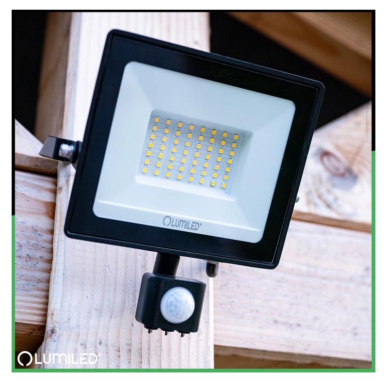 Naświetlacz LED 50W 4500lm 6500K IP44 Czarny Czujnik Ruchu