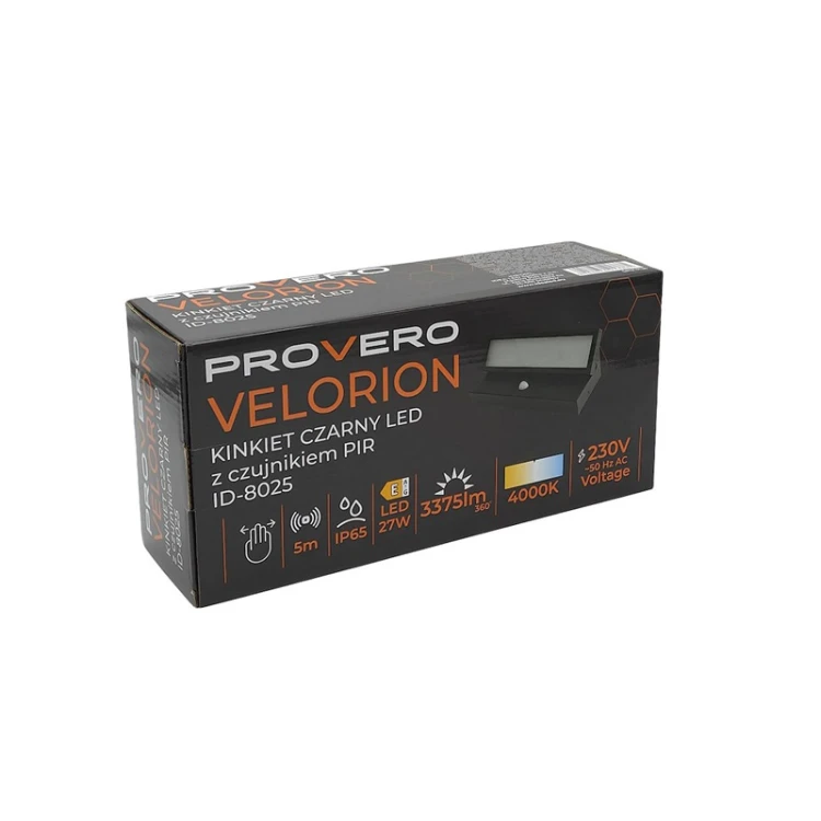 opakowanie Kinkietu Velorion 27W czarny 4000K regulowany PIR