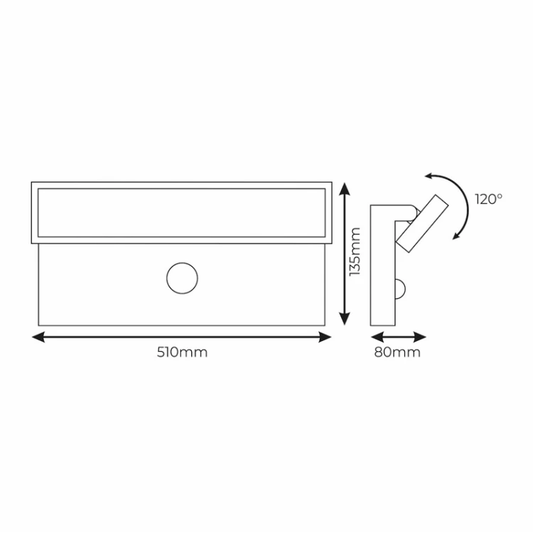 wymiary kinkietu 40W IP65 4000K