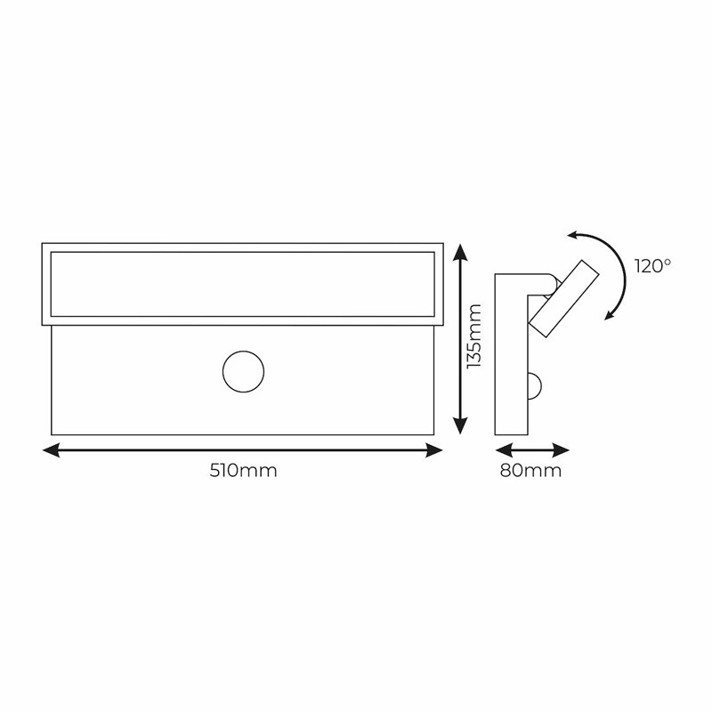wymiary kinkietu 40W IP65 4000K