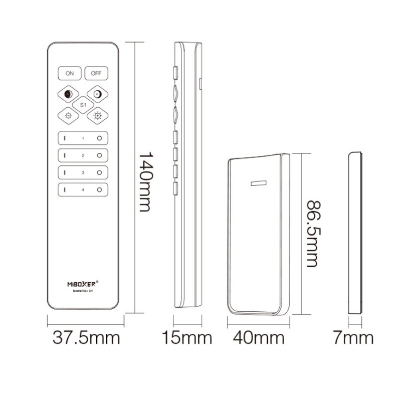 wymiary pilota led mono cct C1-W