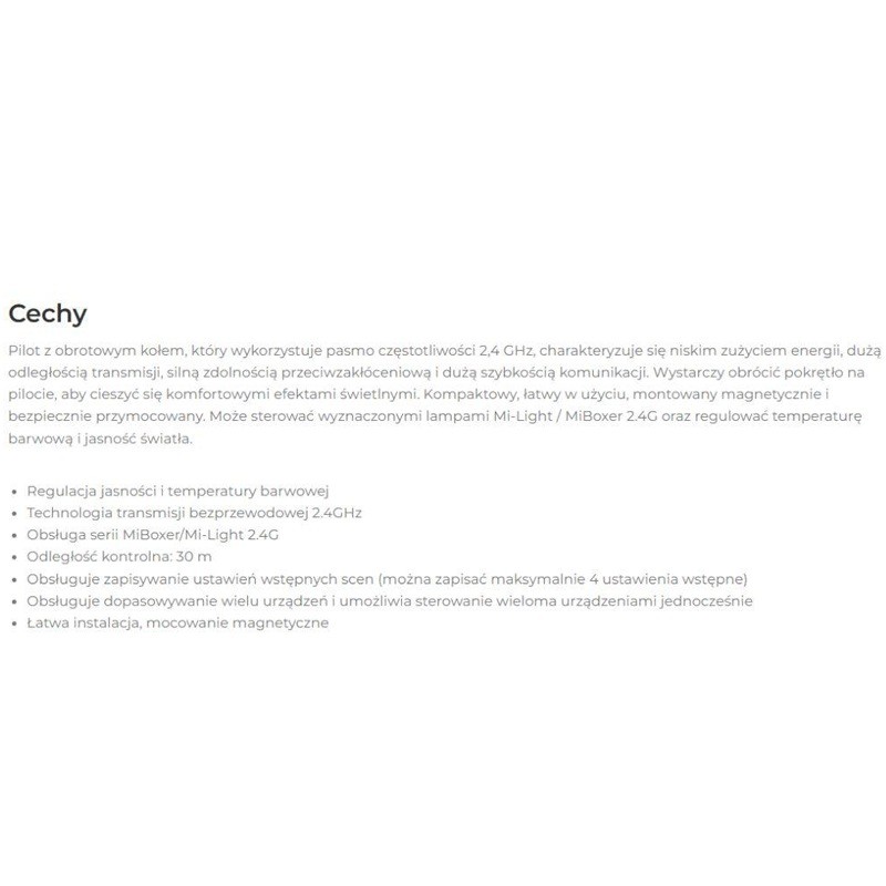 Pilot LED MONO CCT 1-strefowy K0 biały