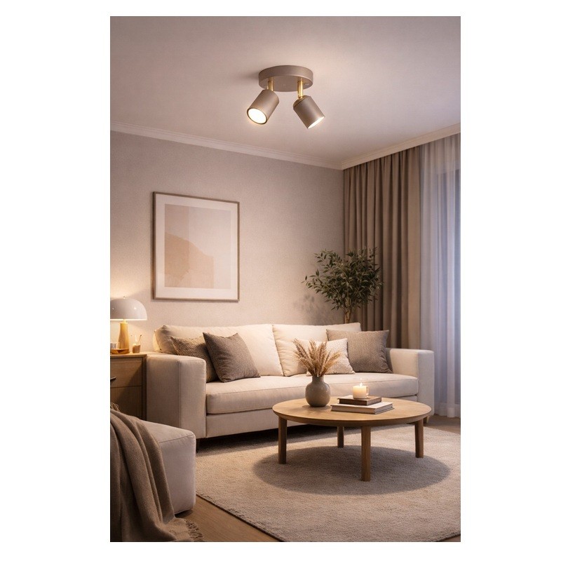 Kinkiet Spoti Ecru Round 2x GU10 SuperLED