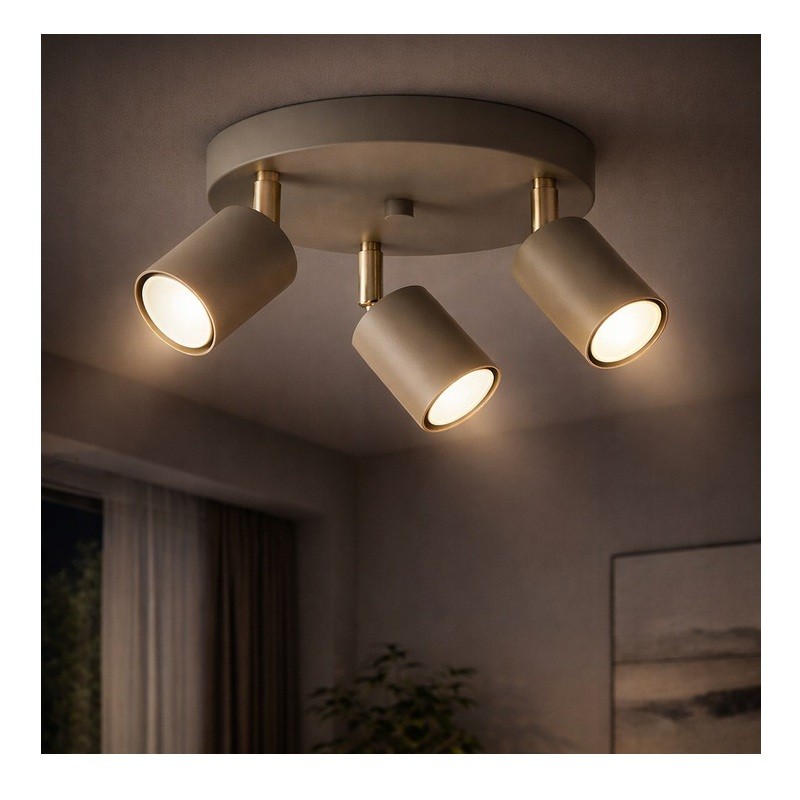 Kinkiet Spoti Ecru Round 3x GU10 SuperLED