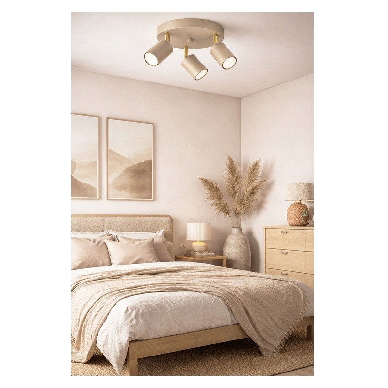 Lampa sufitowa Spoti Ecru Round 3x GU10