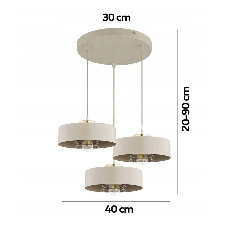 wymiary lampy Sisu 3xE27