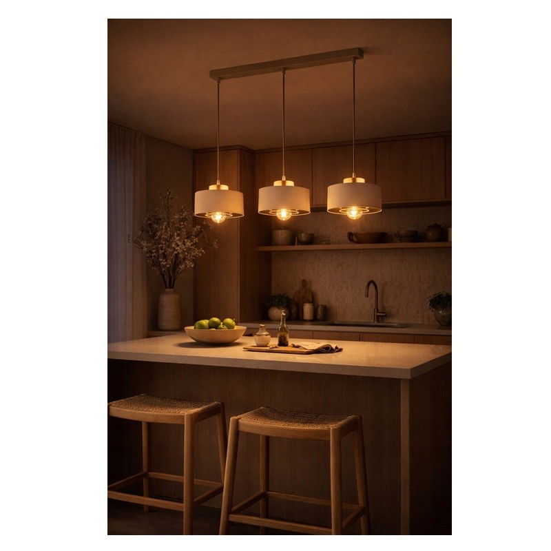 Lampa sufitowa wisząca 3xE27 Sisu ecru