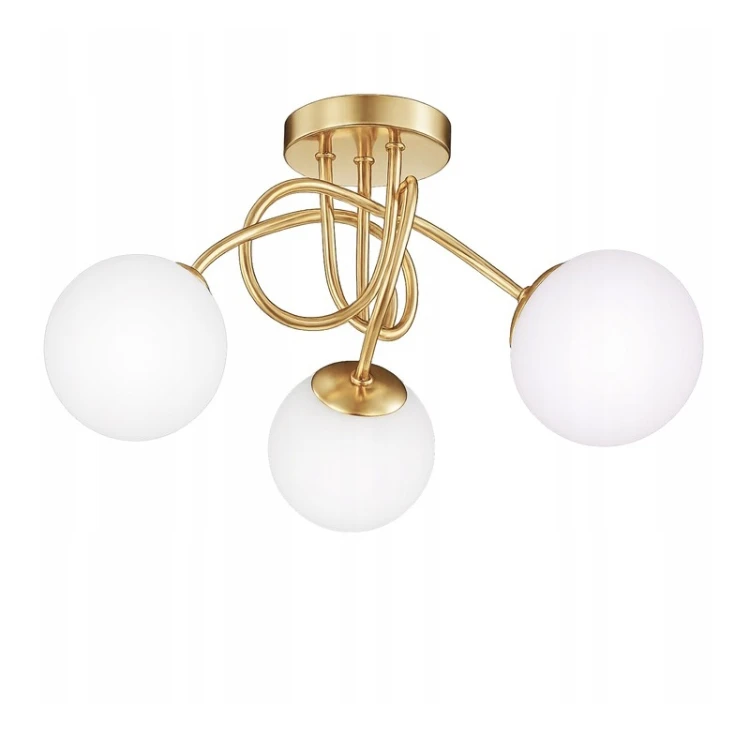 Lampa sufitowa, żyrandol wisząca 3xE27 białe kule złota