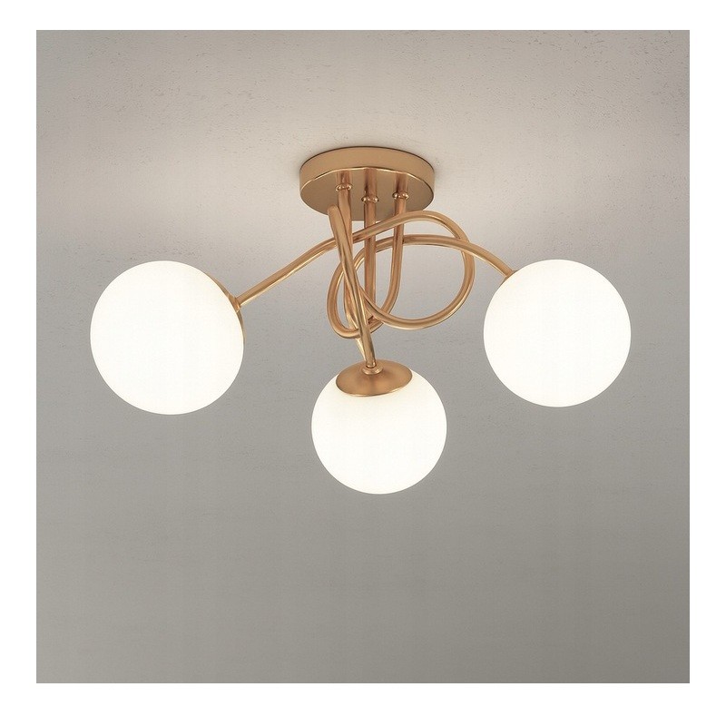 Żyrandol wiszący 3xE27 białe kule złota