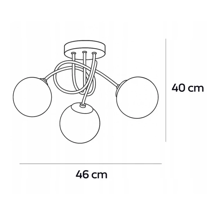 wymiary lampy 3xE27 białe kule