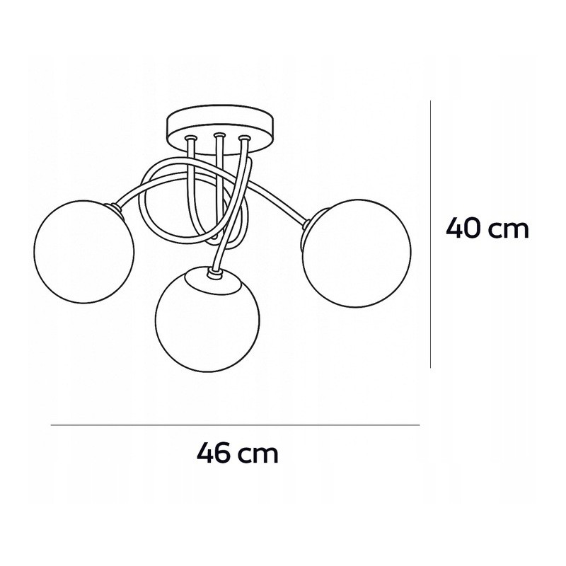 wymiary lampy 3xE27 białe kule