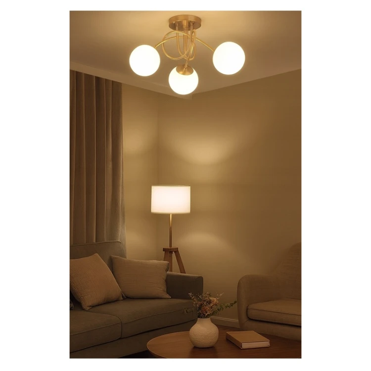 Lampa sufitowa, żyrandol wisząca 3xE27 Sphere Gold