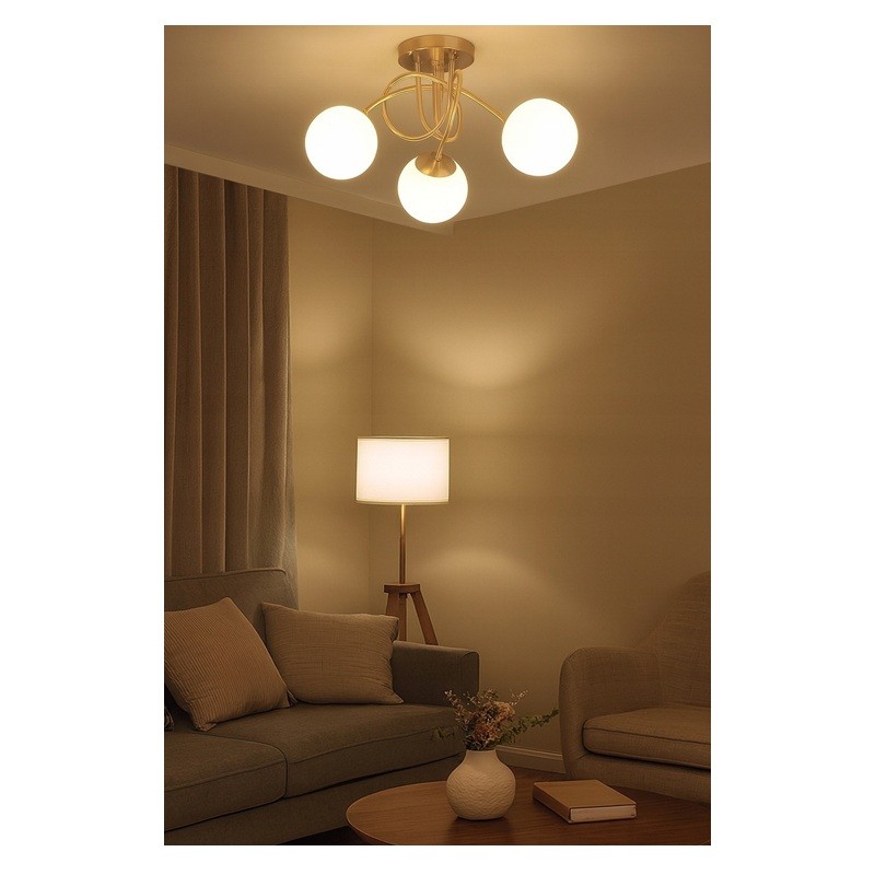 Lampa sufitowa, żyrandol wisząca 3xE27 Sphere Gold