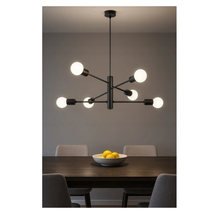 Żyrandol wisząca 6xE27 Loft Modern czarna