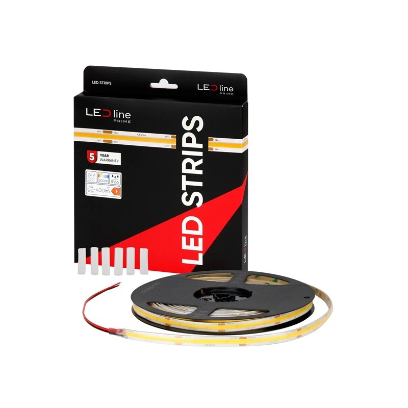 Taśma LED COB 8W/m 320 chips/m 24V 3000K IP66 5m.