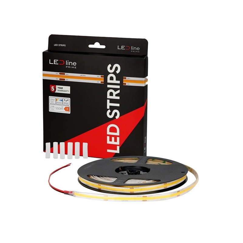 Taśma LED 480 COB 24V 3000K 11W IP66 9mm 5m 1100lm/m PRIME