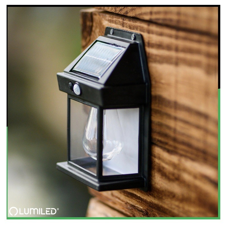 Kinkiet solarny, lampa elewacyjna LED 3000K IP44 DONA z czujnikiem ruchu i zmierzchu