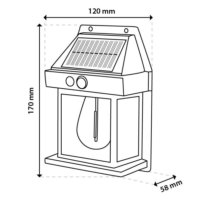wymiary kinkietu solarnego DONA