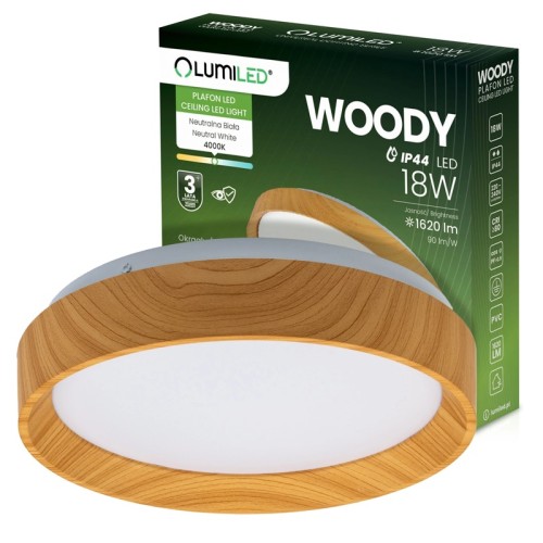 Panel LED 18W natynkowy okrągły biały neutralny 4000K IP44 27cm WOODY